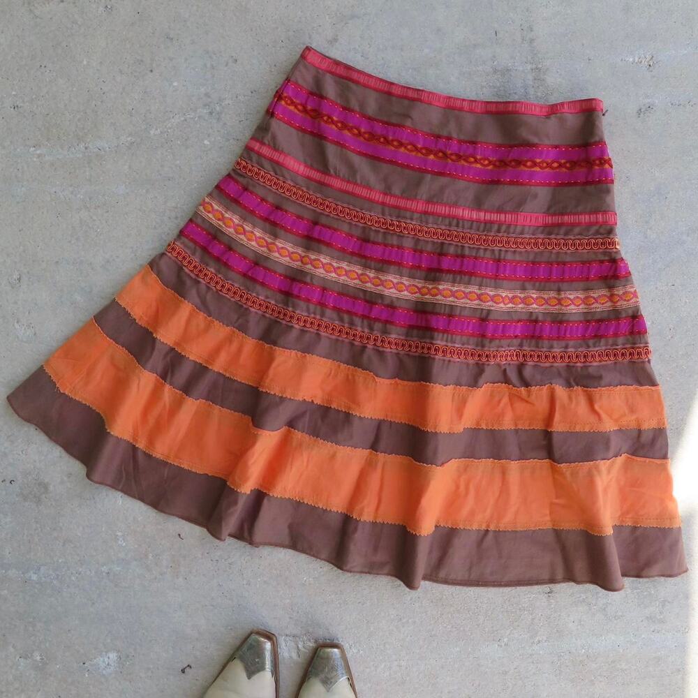 Brown and pink boho skirt